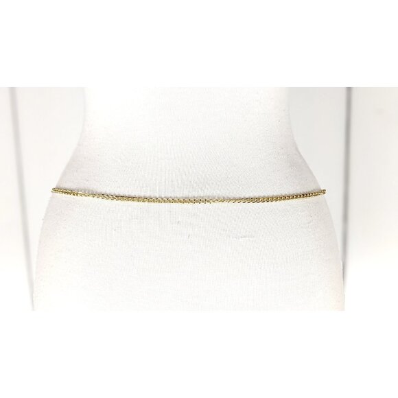 Gold metal layered hanging chain link dainty lightweight skinny belly chain belt